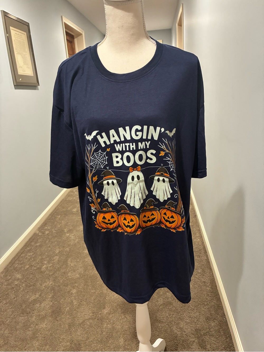 Navy 'Hangin' With My Boos' Halloween Short Sleeve Tee